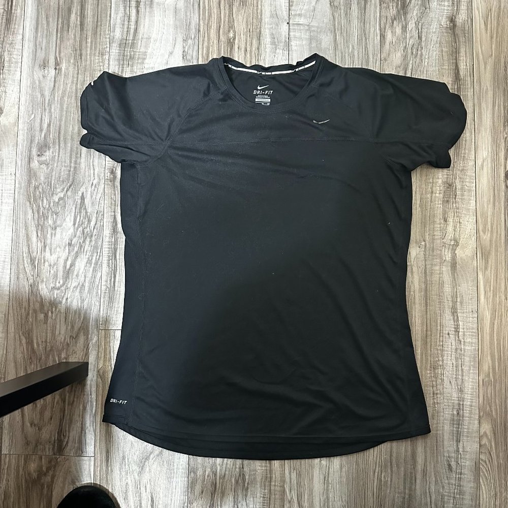 Nike Women's Dry Miler Mesh Running Top Short Sleeve Black Size XL